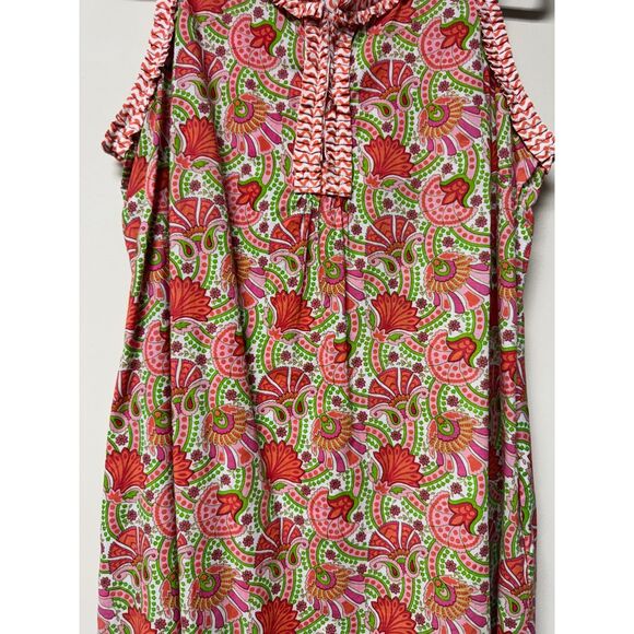 GRETCHEN SCOTT Vibrant Floral Red/Green/White Sleeveless Tunic, Sz XL - Picture 3 of 11